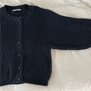 Misha & Puff Navy Blue Fisherman Cardigan Sweater